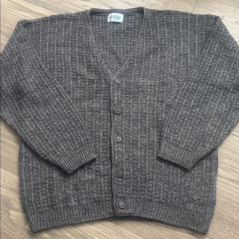 Carbon Copy | Vintage Grey Knit Button Cardigan Sweater Size Medium - Picture 2 of 9